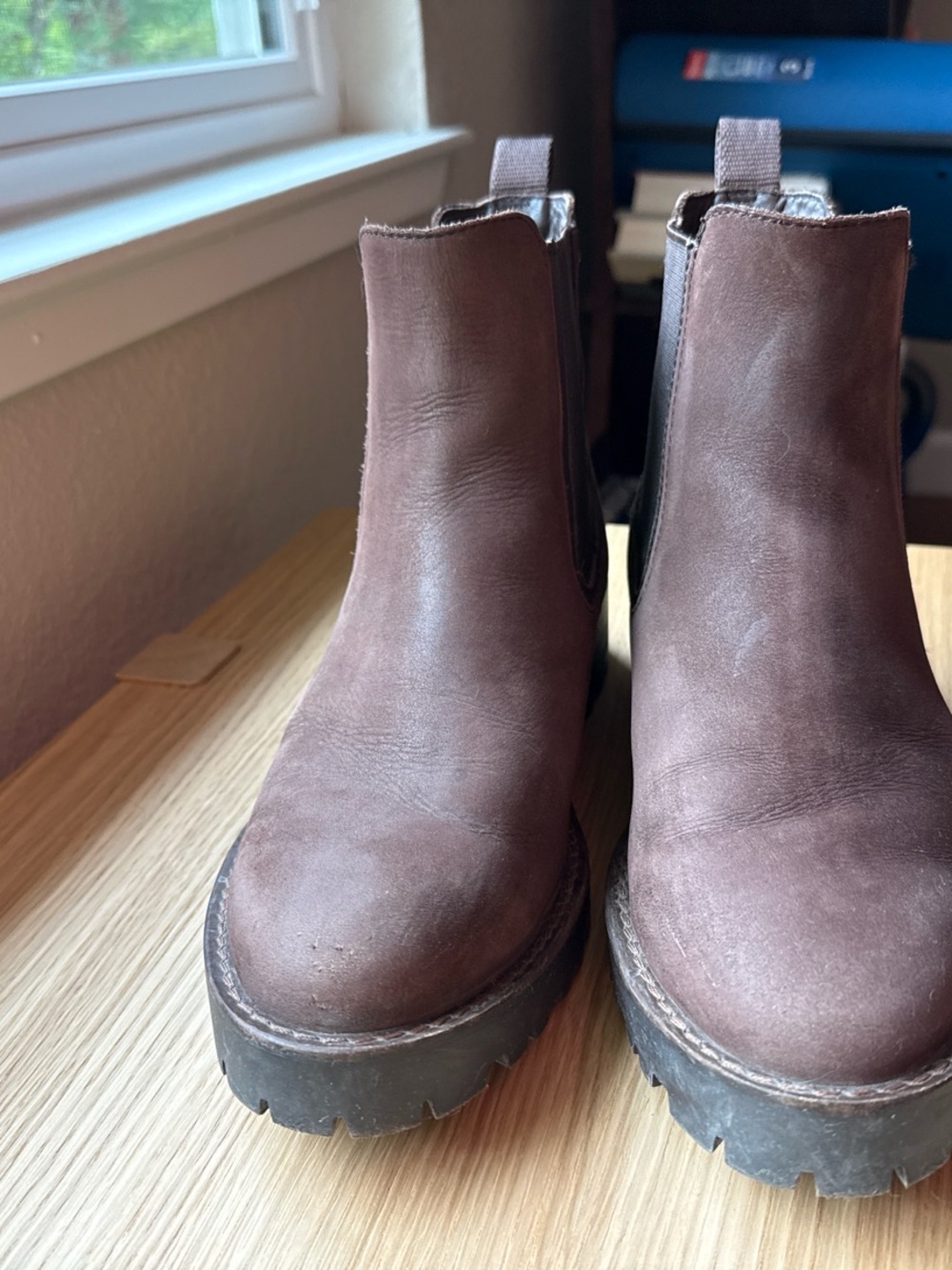 Thursday Boot Co. Legend Chelsea Truffle WeatherSafe Suede Lug Boots 7.5